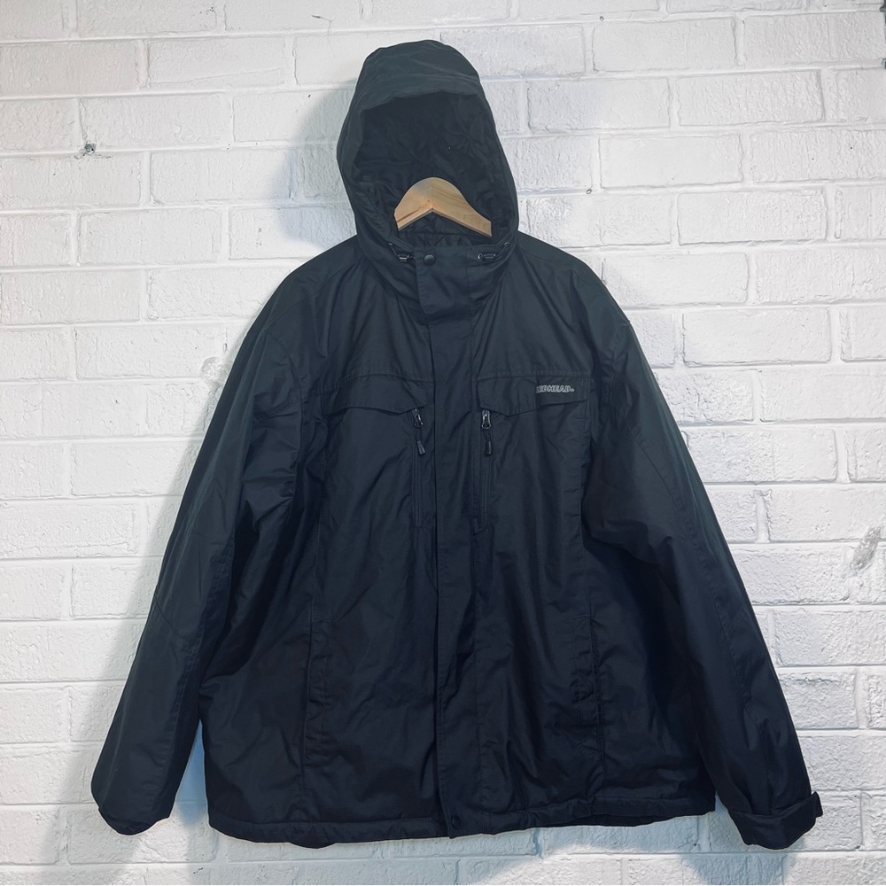 RedHead Men Hooded Quilted Puffer Jacket Full Zip Black  Thermolite Size 2XL